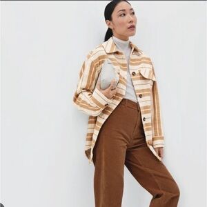 Everlane The Oversized Shirt Jacket Camel Plaid